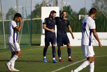 Antonio Puertas y Soldado celebran el tanto anotado por el valenciano (Foto: GCF)