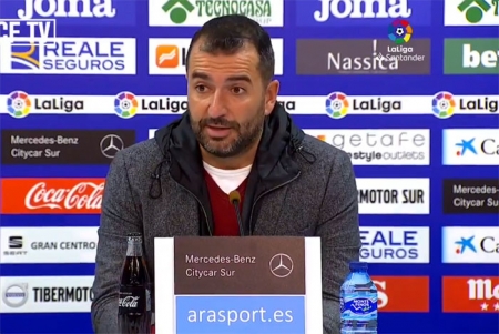 Diego Martínez, entrenador del Granada CF, en la rueda de prensa tras el partido ante el Getafe (LA LIGA)