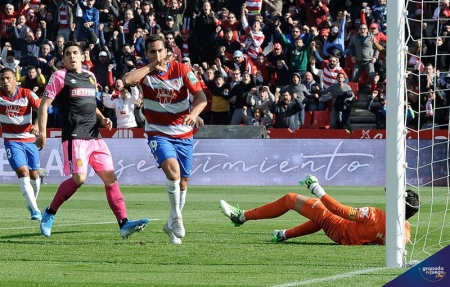 Montoro fue el autor del único tanto del encuentro ante el RCD Mallorca (JOSÉ M. BALDOMERO)