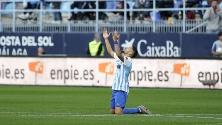 Antoin celebra un gol con el Málaga (AS.COM) Antoin celebra un gol con el Málaga (AS.COM)