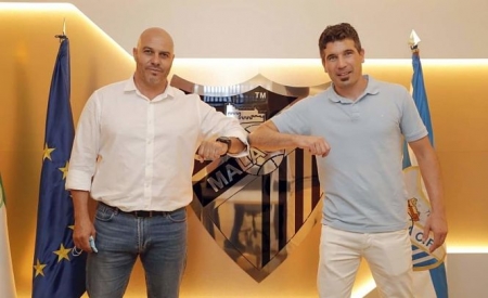 Funes y Francis Bravo en su presentación (MÁLAGA CF) 