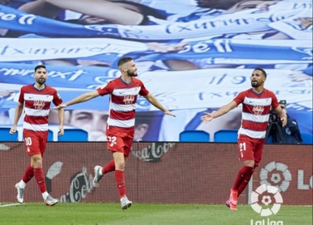 Domingos Duarte tras marcar el tanto de la victoria en Anoeta (LALIGA) Domingos Duarte tras marcar el tanto de la victoria en Anoeta (LALIGA)