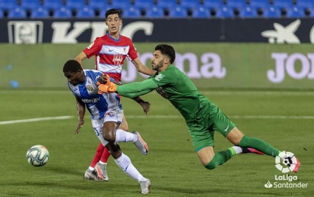 Rui Silva, durante un lance del partido ante el Leganés, donde detuvo un penalti decisivo (LALIGA)