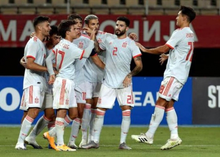 Momento de la celebración del gol de Hugo Duro con la Selección Sub 21 Momento de la celebración del gol de Hugo Duro con la Selección Sub 21