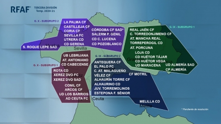 Así queda la subdivisión en los grupos andaluces de Tercera (RFAF)