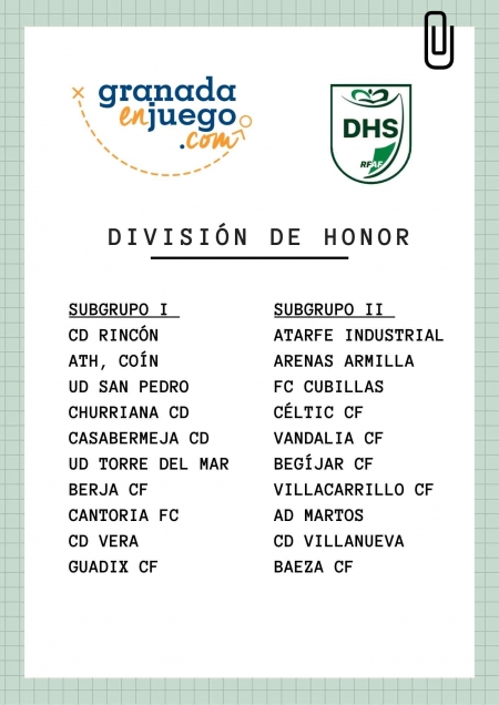 Así será la subdivisión en el grupo 2 de División de Honor