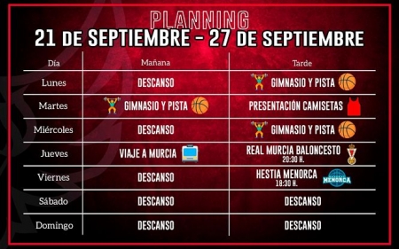 Planning semanal del Covirán Granada (FUNDACIÓN CB GRANADA) 
