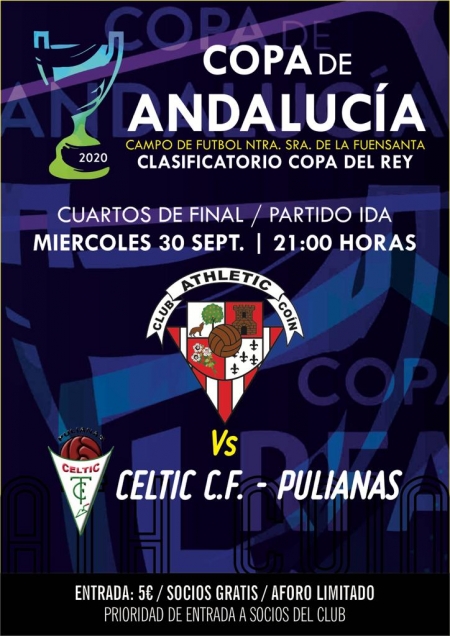 Cartel del partido de esta noche, donde el Céltic se medirá al Athletic Coín (CLUB ATHLETIC COÍN)