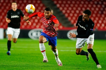Luis Suárez, durante un lance del partido ante el Paok FC (GCF)