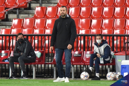 Diego Martínez, durante el Granada - Valladolid (JOSÉ M. BALDOMERO)