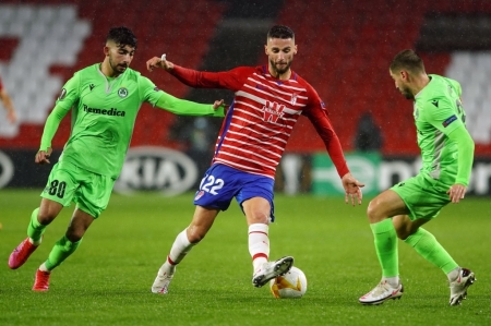 Domingos Duarte, durante un lance del choque ante el Omonia (PEPE VILLOSLADA / GCF) Domingos Duarte, durante un lance del choque ante el Omonia (PEPE VILLOSLADA / GCF)