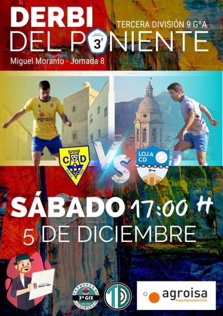 Cartel del derbi que este sábado disputan Huétor Tájar y Loja