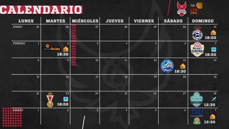 Calendario del Covirán Granada para acabar la primera fase (FUNDACIÓN CB GRANADA)