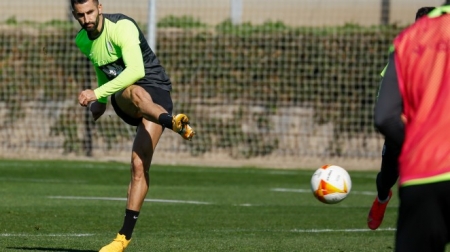 Gonalons, durante la sesión de esta mañana en la Ciudad Deportiva (GUADA ORTIZ / GCF)