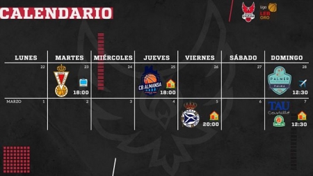 Calendario del Coviran Granada para cerrar la primera fase (FUNDACIÓN CB GRANADA)