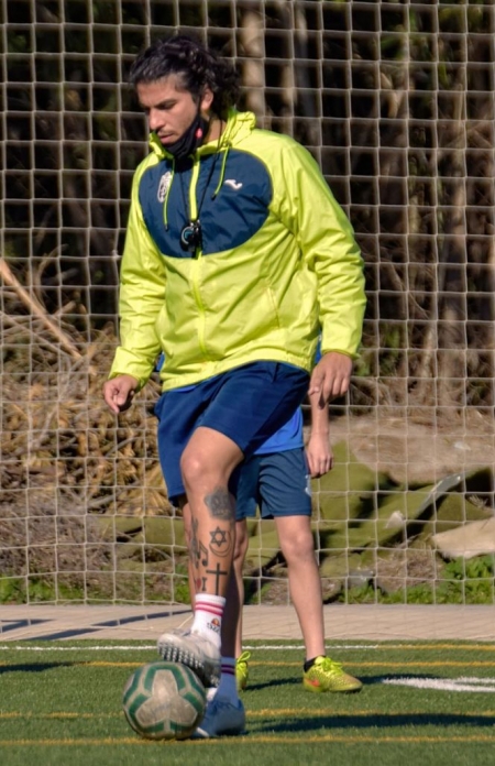 Fran Maldonado durante un entrenamiento con el Puerto de Motril 