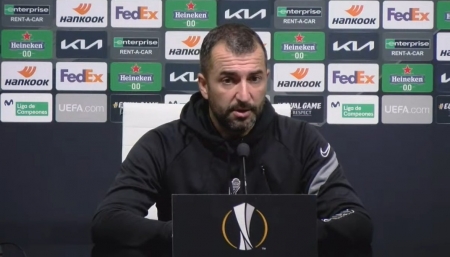 Diego Martínez, durante la comparecencia de prensa previa al partido contra el Molde (GCF TV)