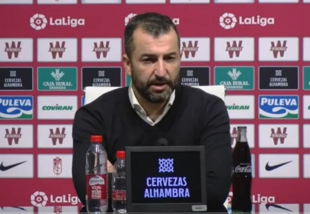 Diego Martínez, durante la rueda de prensa tras la victoria ante la Real Sociedad (GCF TV)