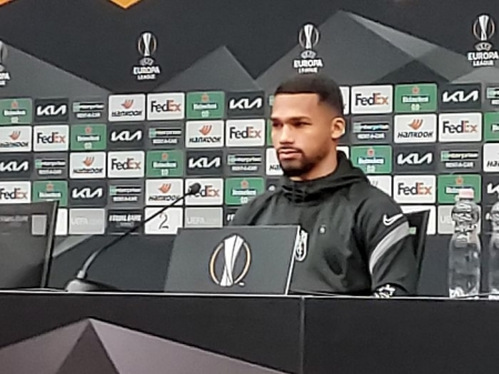 Yangel Herrera, durante la rueda de prensa previa al partido de mañana ante el Molde (FRAN CALVO)