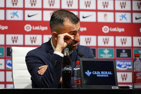 Diego Martínez, durante la comparecencia de prensa esta mañana (PEPE VILLOSLADA / GCF)