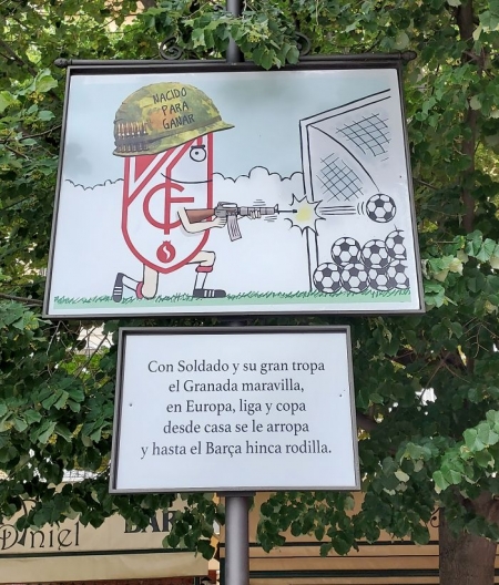 Una de las carocas dedicadas al Granada que se exponen en la Plaza Bib-Rambla (FRAN CALVO)