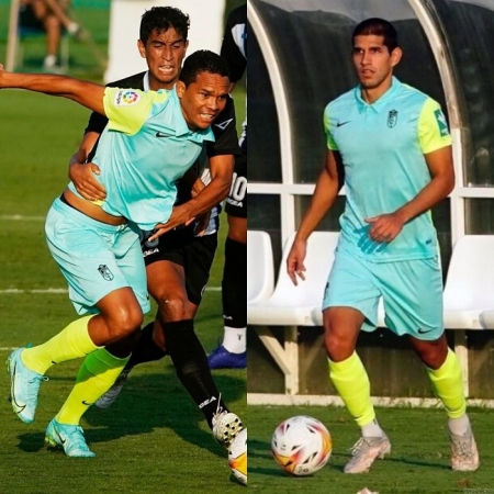 Carlos Bacca y Luis Abram debutaron con el Granada ayer ante la Balona (PEPE VILLOSLADA / GCF)
