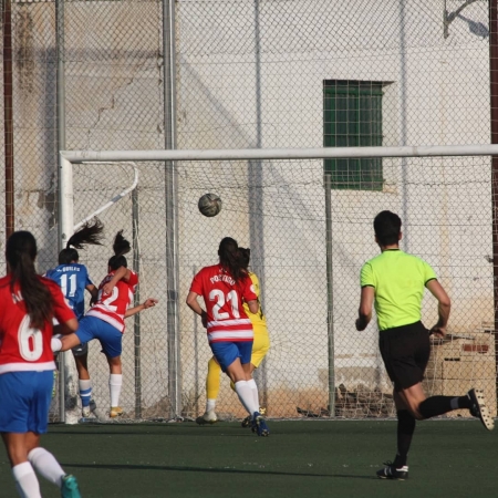 Momento del primer gol recibido ayer en Alhama, el primero de los tres cabezazos que decidieron el encuentro (ALHAMA CF)