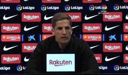 Robert Moreno, en la rueda de prensa posterior al encuentro frente al Barcelona (LALIGA)