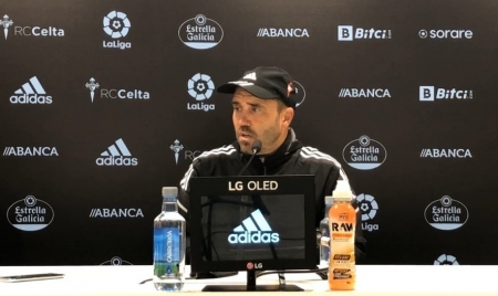 Eduardo Coudet, durante la rueda de prensa previa al choque frente al Granada (RC CELTA DE VIGO)