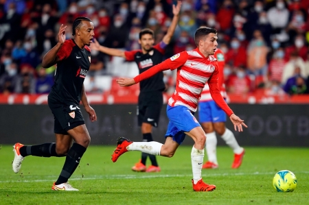 Soro, durante el encuentro ante el Sevilla en el `Nuevo Los Cármenes` (PEPE VILLOSLADA / GCF)
