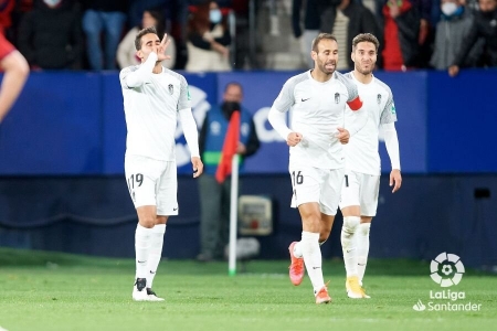 Montoro celebra su gol en `El Sadar` (LALIGA)