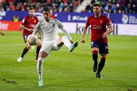 Escudero, durante el partido en Pamplona (PEPE VILLOSLADA / GCF)