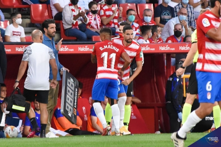 Machís deja su sitio a Puertas en la primera parte del duelo ante la Real Sociedad (JOSÉ M. BALDOMERO)