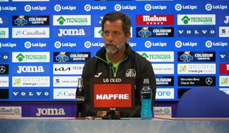 Quique Sánchez Flores, durante la rueda de prensa de este miércoles (GETAFE CF TV)