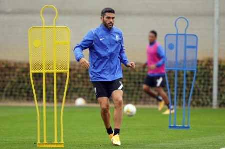 Jorge Molina, durante la última sesión antes del Granada - Levante (PEPE VILLOSLADA / GCF)