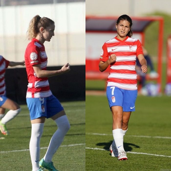 Lauri y Laura Pérez celebran sus goles el pasado domingo ante el Alba Fundación (JOSÉ VELASCO / GRJ; PEPE VILLOSLADA / GCF) Lauri y Laura Pérez celebran sus goles el pasado domingo ante el Alba Fundación (JOSÉ VELASCO / GRJ; PEPE VILLOSLADA / GCF)