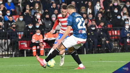 Quini, durante un lance del Granada - Alavés en el `Nuevo Los Cármenes` (JOSÉ M. BALDOMERO)