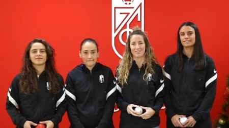Urre, Elo, Lauri y Marta Carrasco lanzaron, en nombre del Granada Femenino, un mensaje de felicitación a sus aficionados (GCF TV)