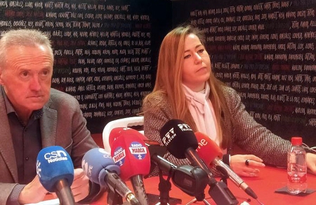 Pep Boada y Patricia Rodríguez, en la reunión mantenida con los medios de comunicación (GRJ)