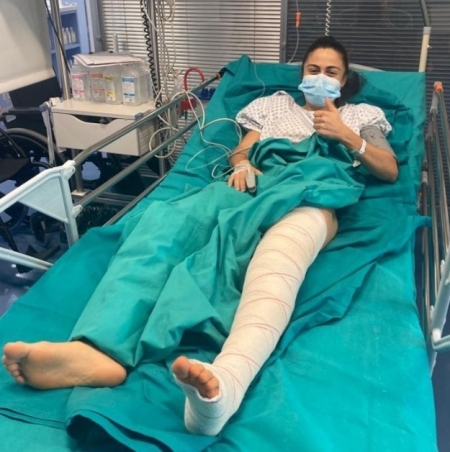 Nerea Agüero, tras ser operada del ligamento cruzado de su rodilla (INSTAGRAM)