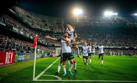 Guedes celebra su gol contra el Athletic (VALENCIA CF)