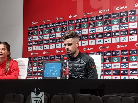 Roger Lamesa, durante la rueda de prensa previa al choque frente al Alhama (FRAN CALVO)