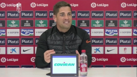 Robert Moreno, en la rueda de prensa previa al encuentro ante el Valencia (GCF TV)