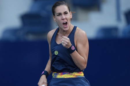Nuria Párrizas celebra un punto (ABIERTO GNP SEGUROS)