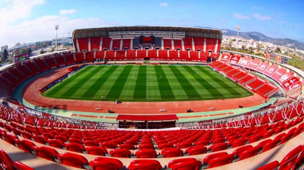 Panorámica del Estadio de Son Moix, que ha colgado el cartel de `no hay billetes` ante el Granada