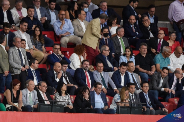 Imagen del palco de `Los Cármenes` ante el Espanyol, en el que se pueden ver a Patricia Rodríguez y Sophia Yang en la primera fila (JOSÉ M. BALDOMERO)