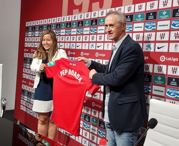 Patricia Rodríguez y Pep Boada, en el acto de presentación del segundo como director deportivo (FRAN CALVO)