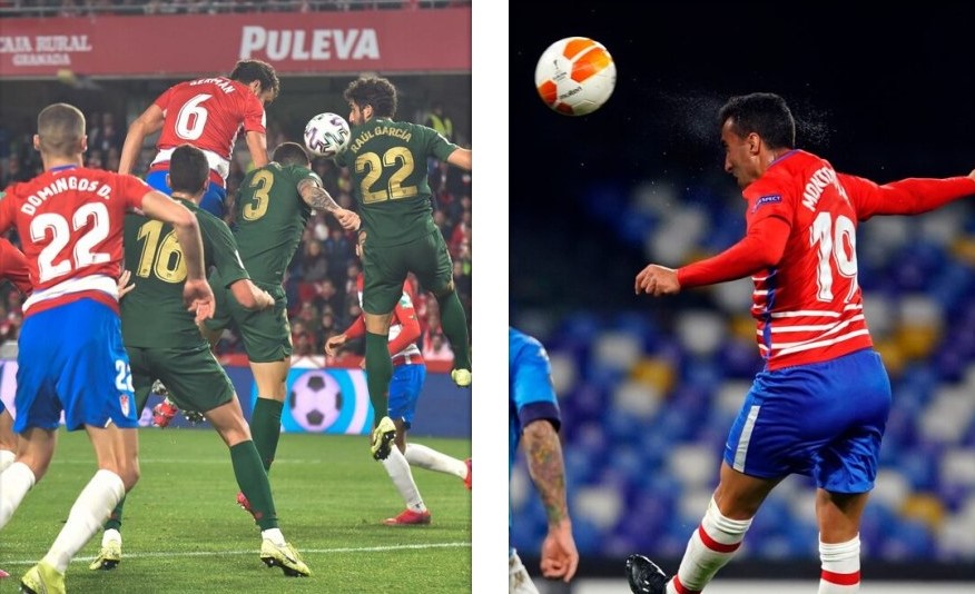 Los cabezazos de Germán al Athletic y de Montoro al Nápoles ya son parte de la historia del Granada (JOSÉ M. BALDOMERO; PEPE VILLOSLADA / GCF) Los cabezazos de Germán al Athletic y de Montoro al Nápoles ya son parte de la historia del Granada (JOSÉ M. BALDOMERO; PEPE VILLOSLADA / GCF)