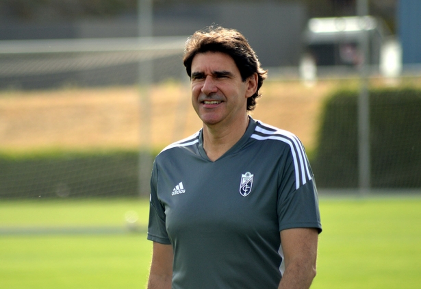 Aitor Karanka, en un anterior entrenamiento con el Granada (JAVIER PALMA)