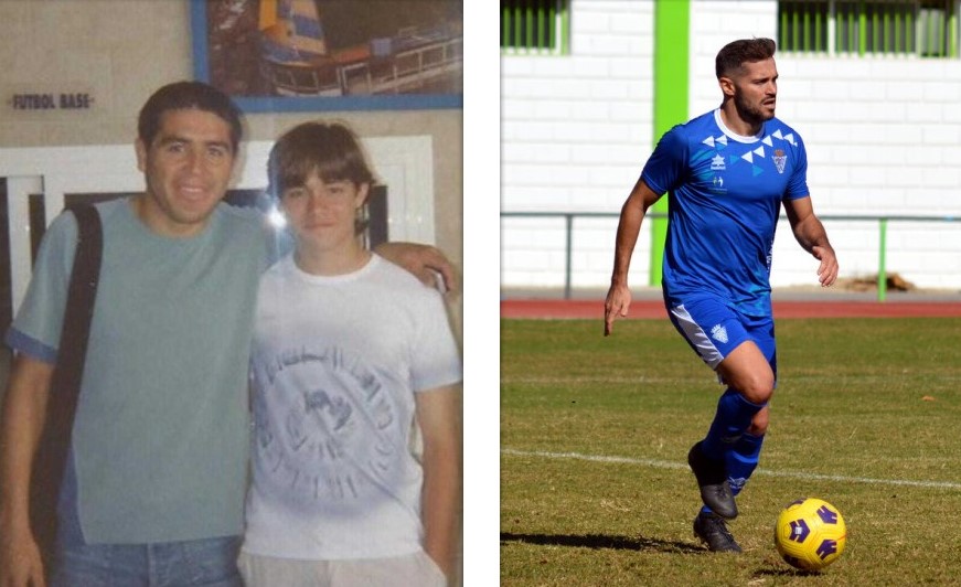 Javi Gallo, jugador del Maracena. En la imagen izquierda, posa de joven en su etapa en Villarreal junto a Juan Román Riquelme Javi Gallo, jugador del Maracena. En la imagen izquierda, posa de joven en su etapa en Villarreal junto a Juan Román Riquelme